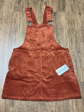 J. by Justify Womens Corduroy Overall Mini Skirt Burnt Orange Large NWT Pinafore